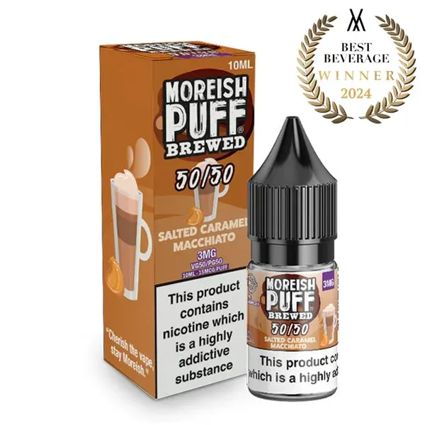 Moreish Puff Brewed Salted Caramel Macchiato e-væske 10ml 12mg kaffe