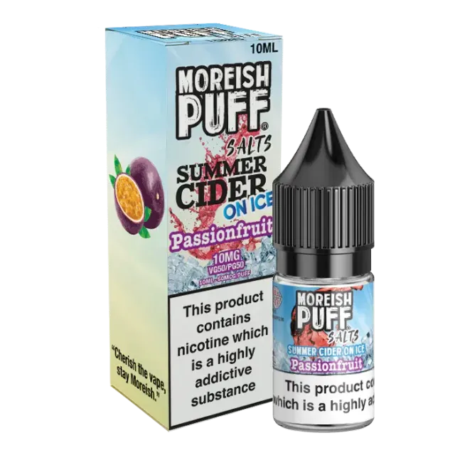 Moreish Puff Summer Cider on Ice Passionfruit nikotinsalt 10ml 10mg is