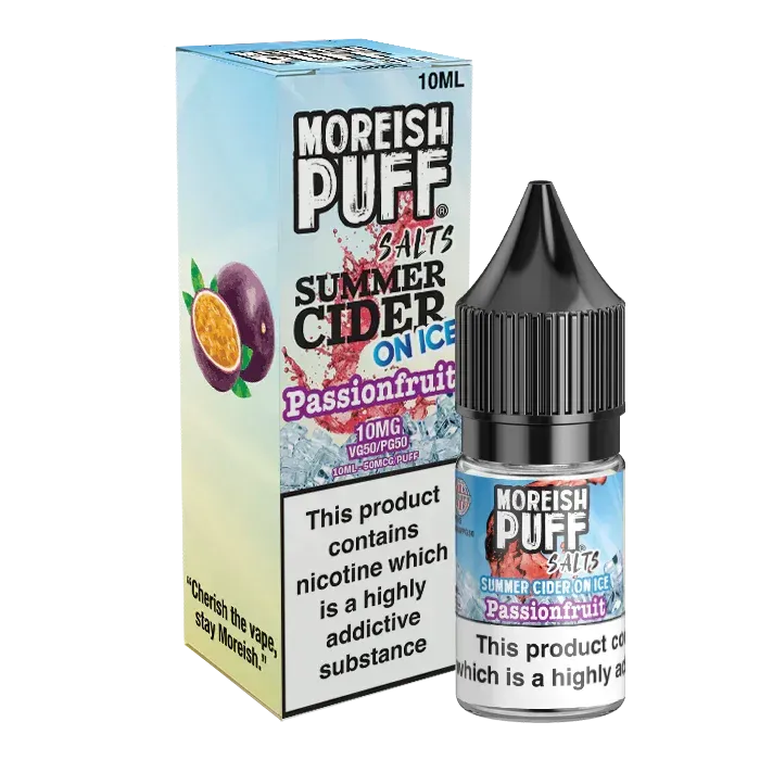 Moreish Puff Summer Cider on Ice Passionfruit nikotinsalt 10ml 10mg is