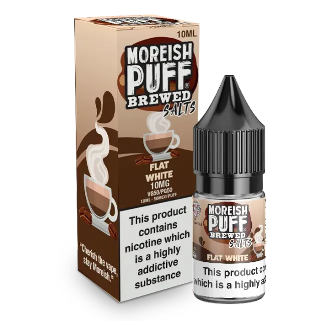 Moreish Puff Brewed Flat White nic salt 10ml kaffe