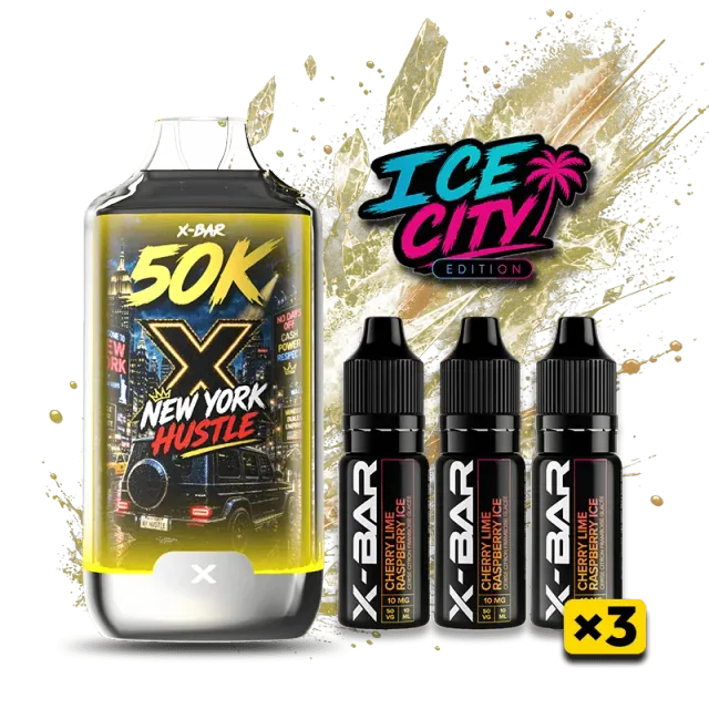 X-Bar Ice City 50K New York Hustle vape kit kirsebær