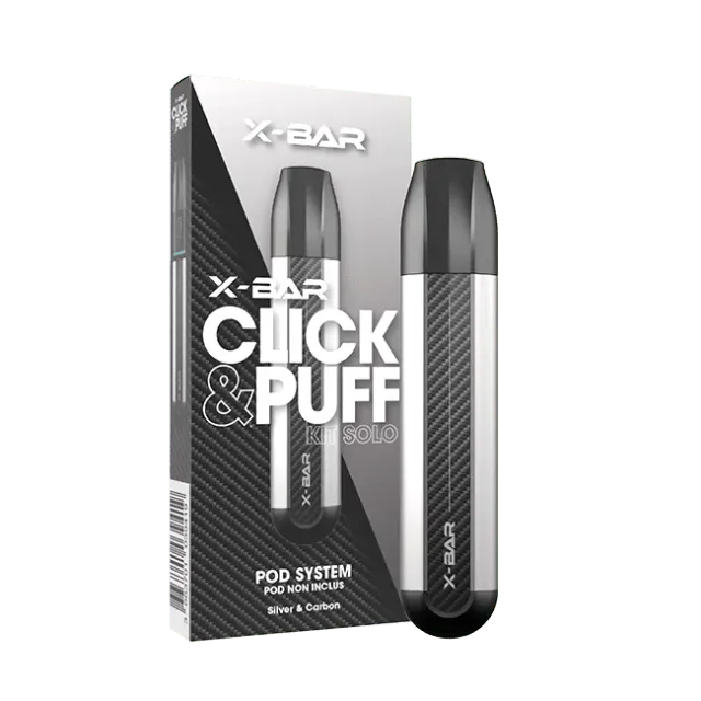 X-Bar Click & Puff Solo Silver startsett sølv 500 mAh