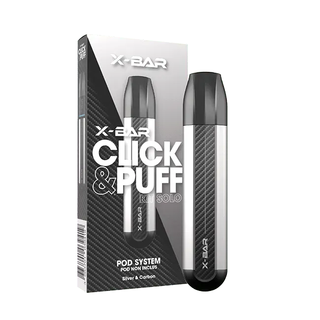 X-Bar Click & Puff Solo Silver startsett sølv 500 mAh