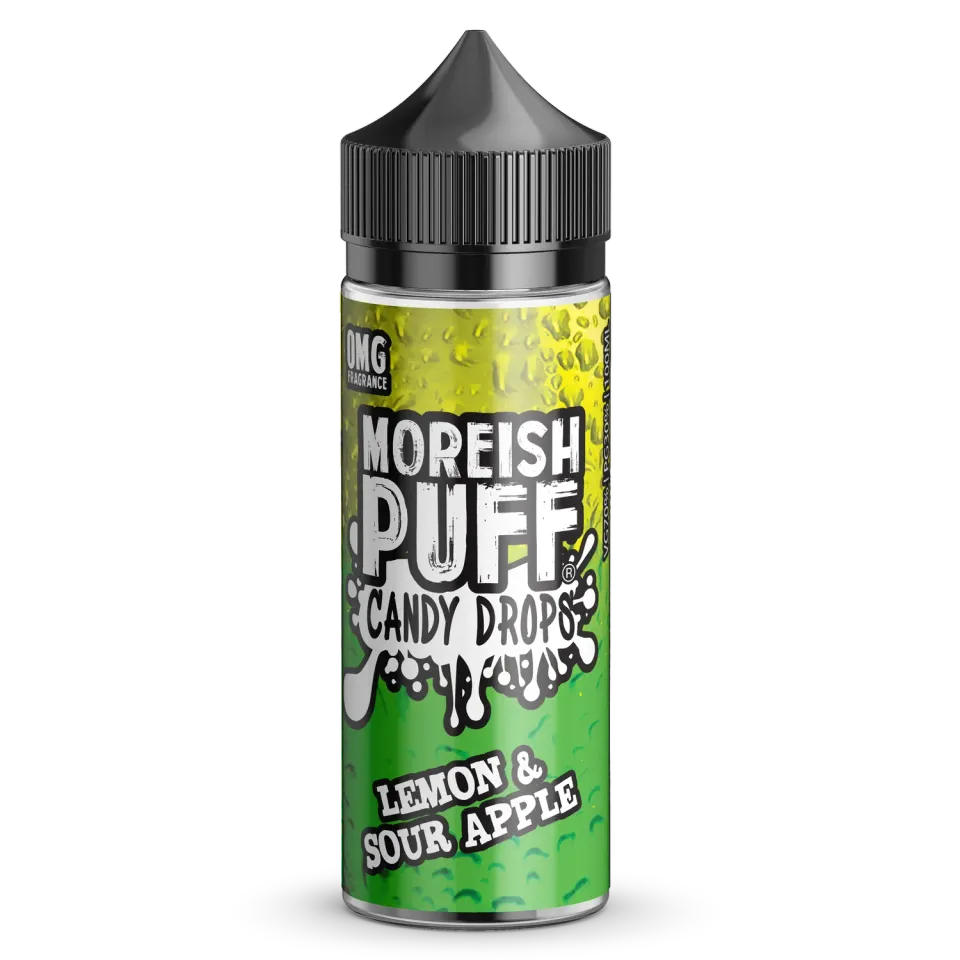 Moreish Puff Lemon Sour Apple Candy Drops e-væske 100ml sur