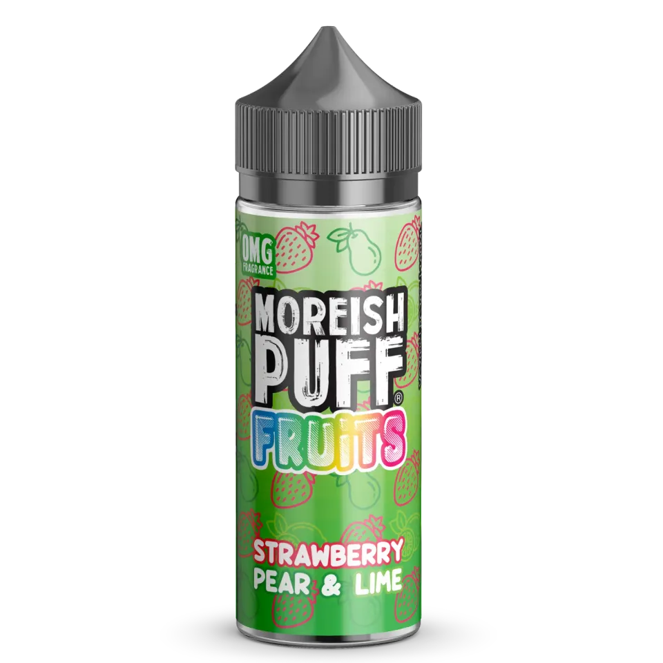 Moreish Puff Strawberry Pear Lime e-væske 100ml frukt