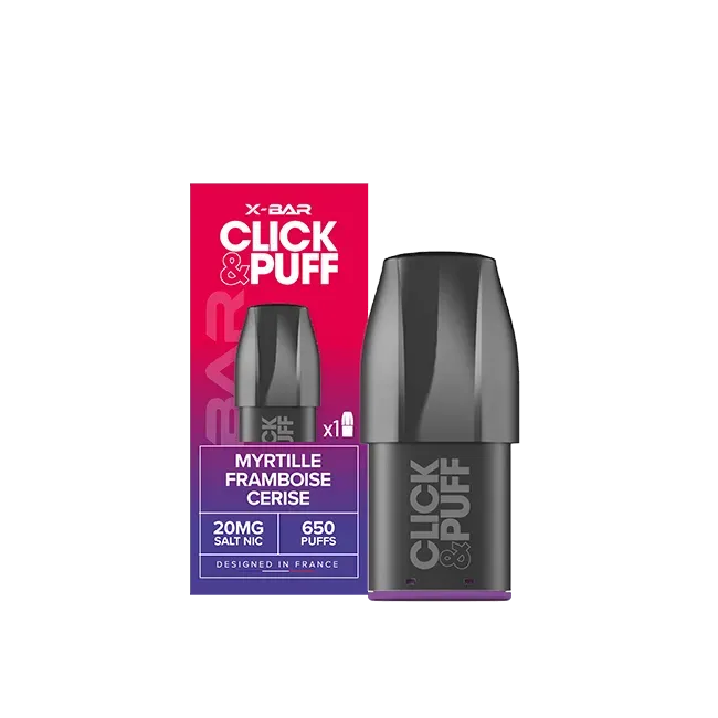X-Bar Click & Puff bær pod blåbær bringebær kirsebær 2 ml