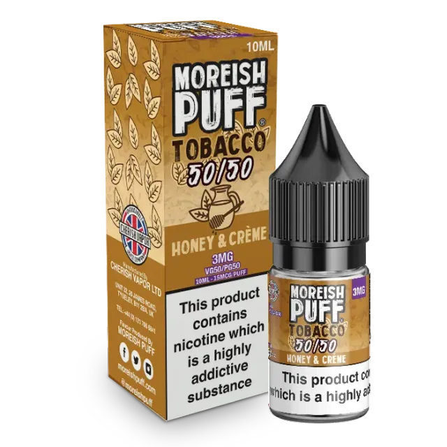 Moreish Puff Honey and Cream Tobacco e-juice 10ml 3mg tobakk