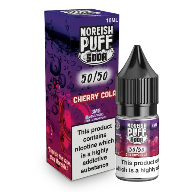 Moreish Puff Soda Cherry Cola e-væske 10ml 3mg kirsebær
