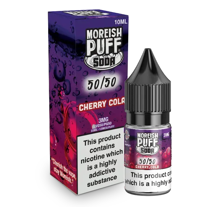Moreish Puff Soda Cherry Cola e-væske 10ml 3mg kirsebær