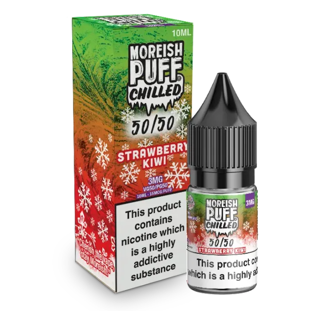 Moreish Puff Chilled Strawberry Kiwi e-væske 10ml 12mg is