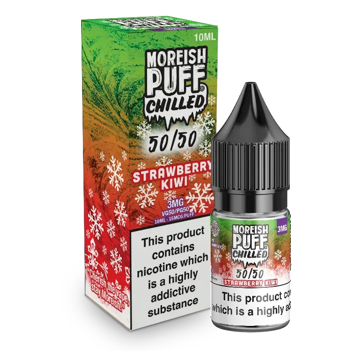 Moreish Puff Chilled Strawberry Kiwi e-væske 10ml 12mg is