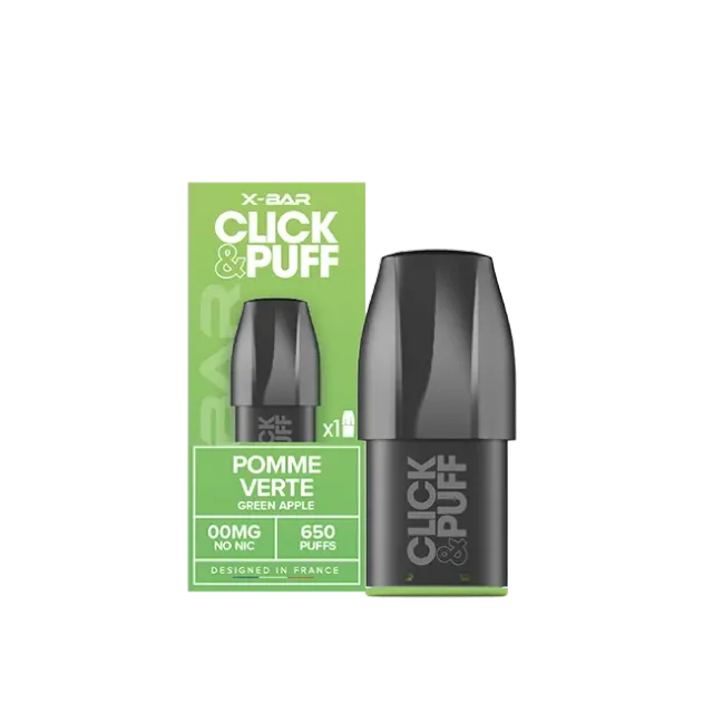 X-Bar Click & Puff pod grønt eple Pomme Verte 2 ml