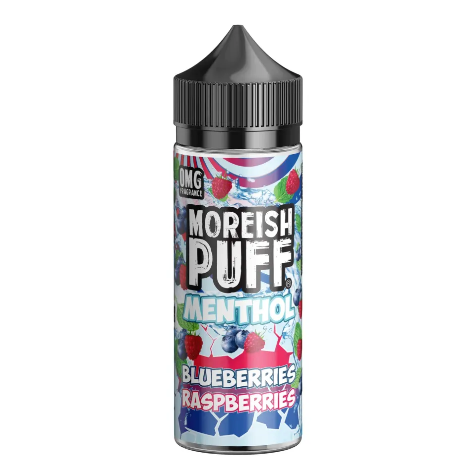 Moreish Puff Menthol Blue Raspberries e-væske 100ml bær