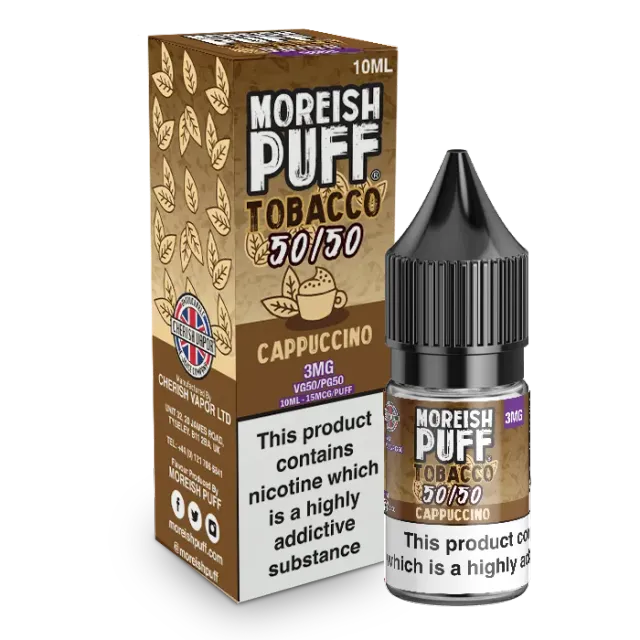 Moreish Puff Cappuccino Tobacco e-væske 10ml 12mg tobakk