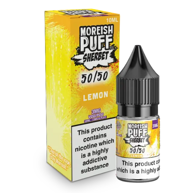 Moreish Puff Sherbet Lemon Sherbet e-væske 10ml 18mg syrlig