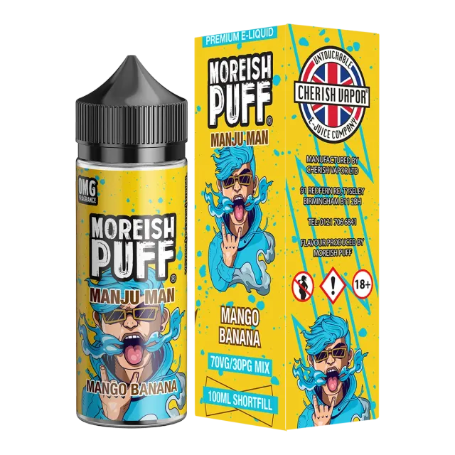 Moreish Puff Manju Man Mango Banana e-juice 100ml mango-banan
