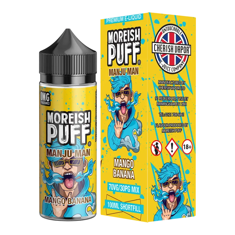 Moreish Puff Manju Man Mango Banana e-juice 100ml mango-banan
