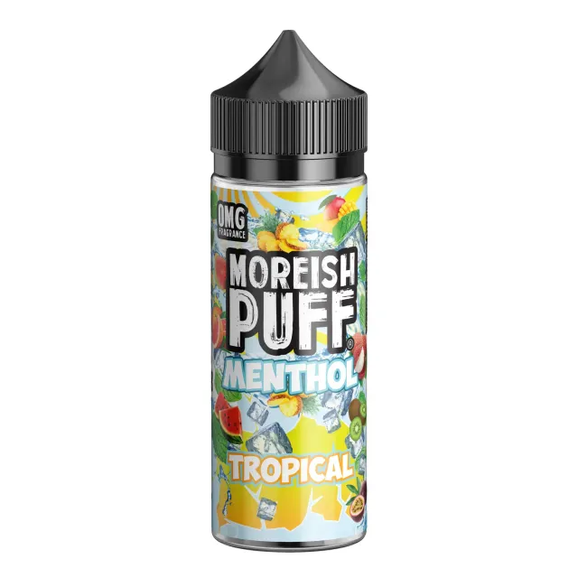 Moreish Puff Tropical Menthol e-væske 100ml tropisk-mentol