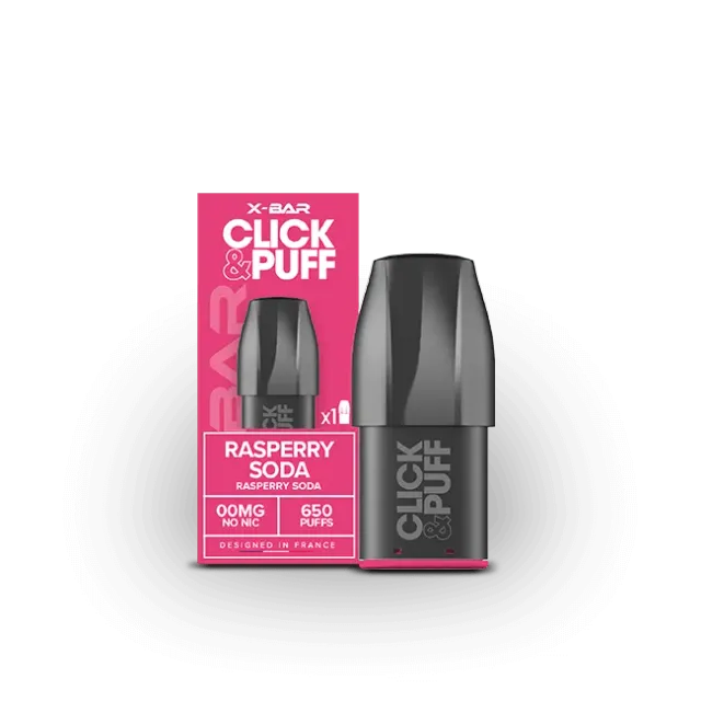 X-Bar Click & Puff Framboise Soda pod 2ml bringebær