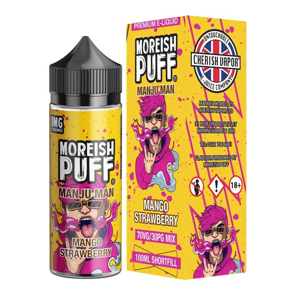Moreish Puff Manju Man Mango Strawberry shortfill 100ml tropisk