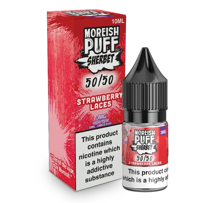 Moreish Puff Sherbet Strawberry Laces 10ml 50/50 e-væske godteri
