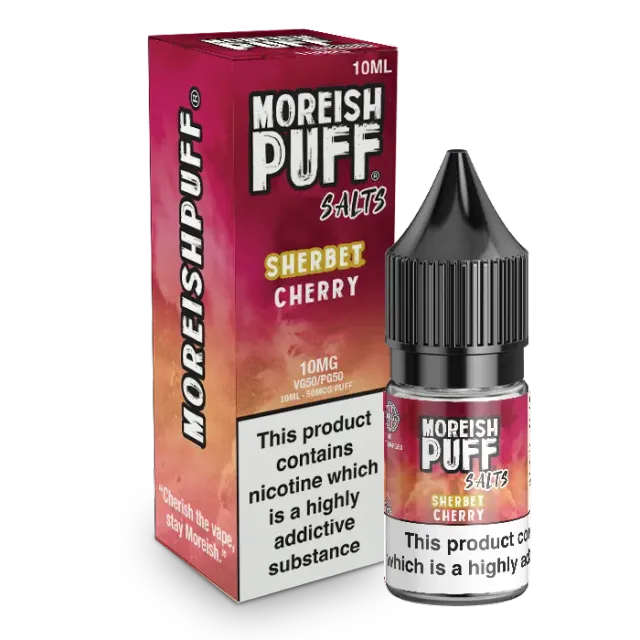 Moreish Puff Sherbet nic salt 10ml 10mg kirsebær