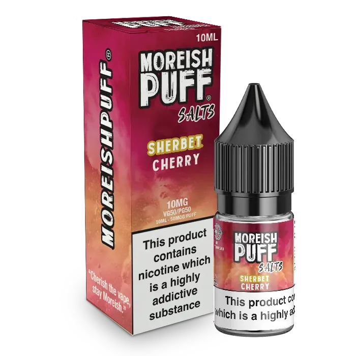 Moreish Puff Sherbet nic salt 10ml 10mg kirsebær