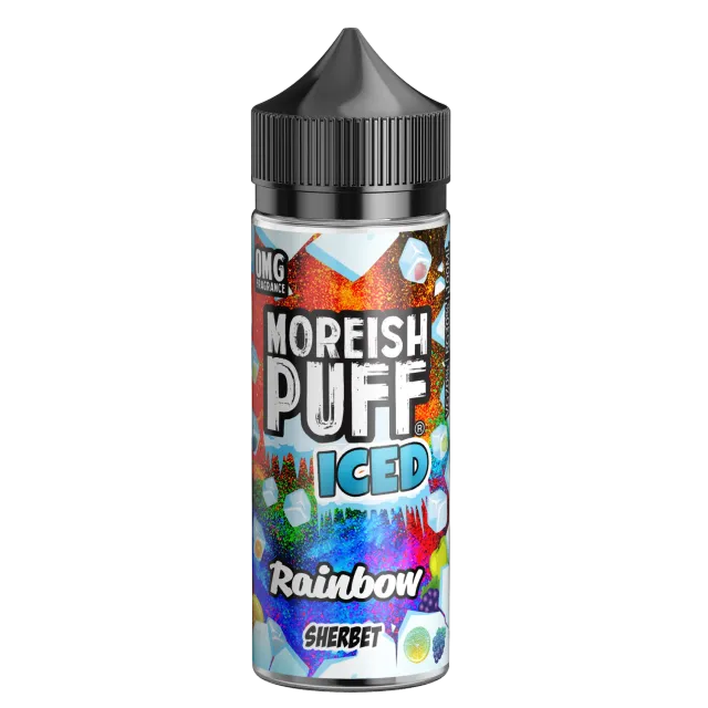 Moreish Puff Iced Rainbow Sherbet 100ml shortfill e-væske is bringebær
