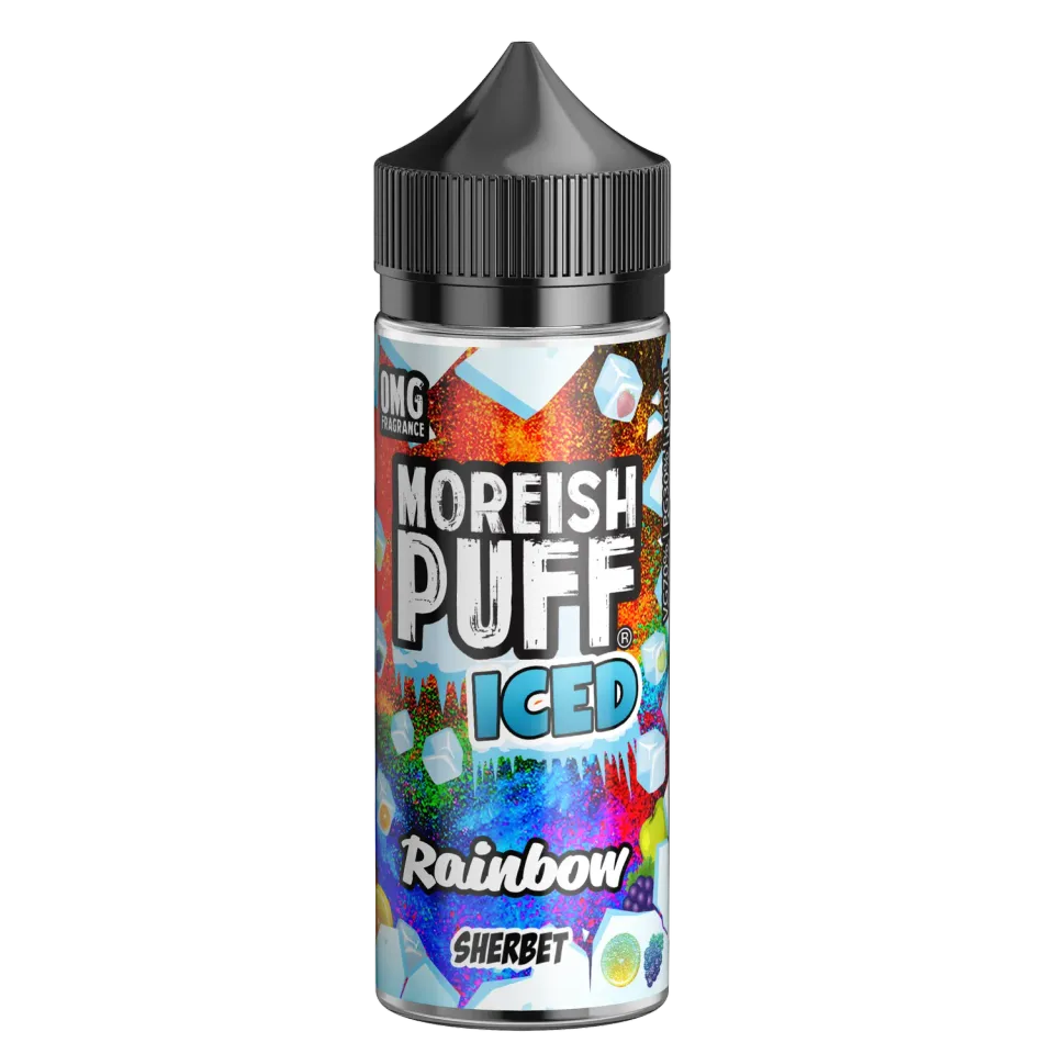 Moreish Puff Iced Rainbow Sherbet 100ml shortfill e-væske is bringebær