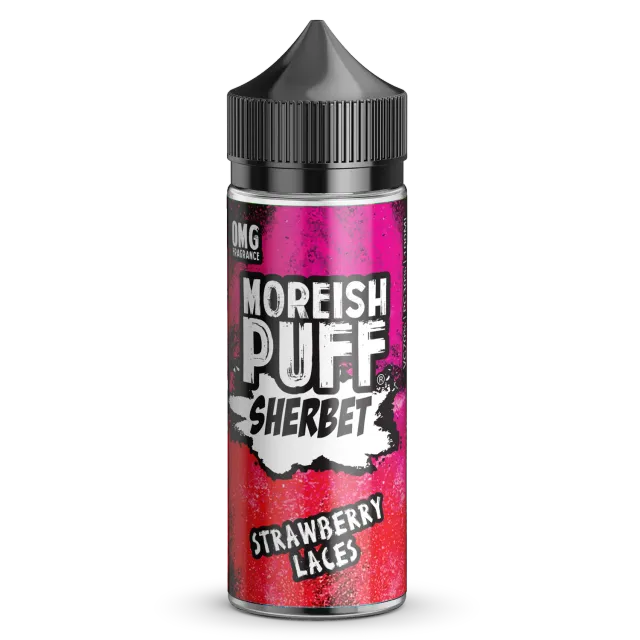 Moreish Puff Sherbet Strawberry Laces e-juice 100ml syrlig