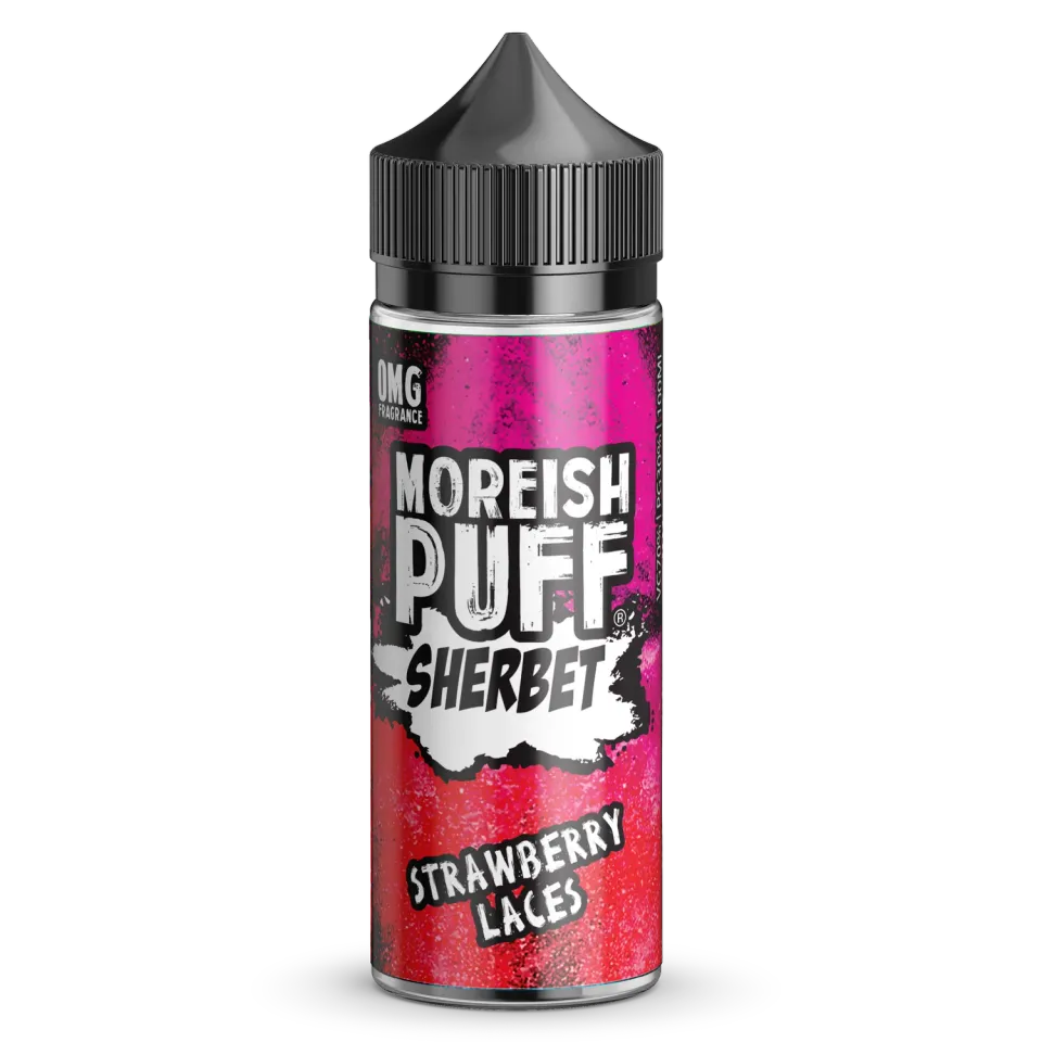 Moreish Puff Sherbet Strawberry Laces e-juice 100ml syrlig
