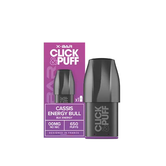 X-Bar Click & Puff pod cassis energy bull 2 ml