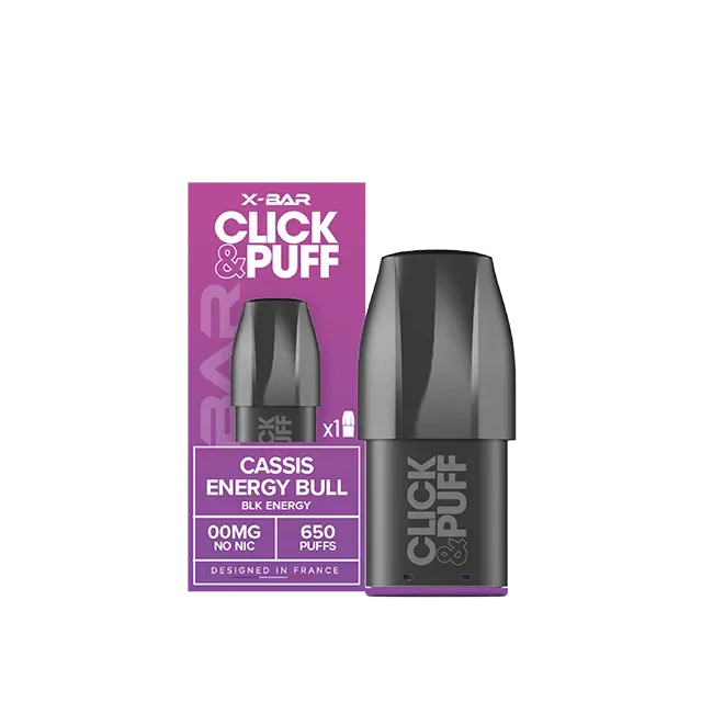 X-Bar Click & Puff pod cassis energy bull 2 ml