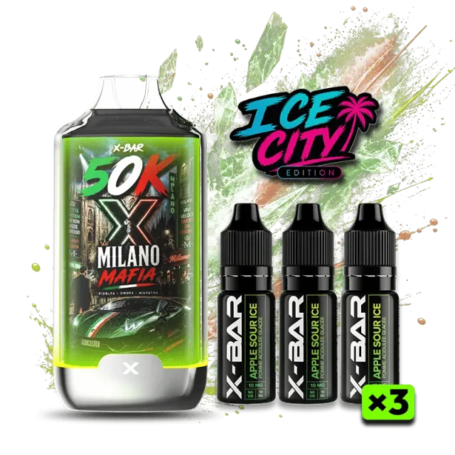 X-Bar Ice City Pomme Acidulée vape 32 ml grønt eple