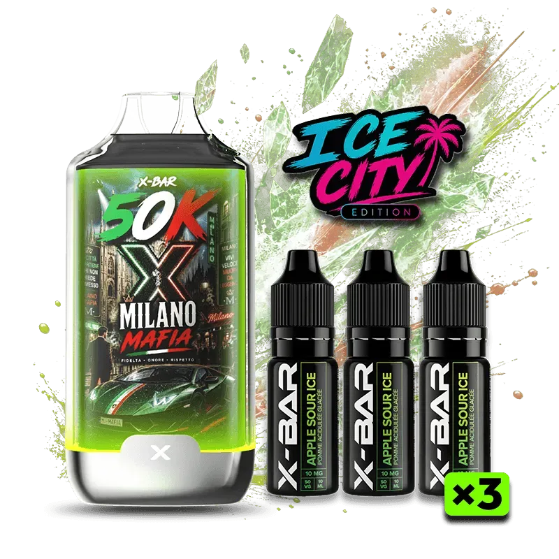 X-Bar Ice City Pomme Acidulée vape 32 ml grønt eple