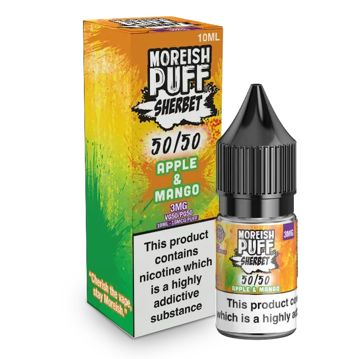 Moreish Puff Sherbet Apple Mango e-væske 10ml 12mg syrlig