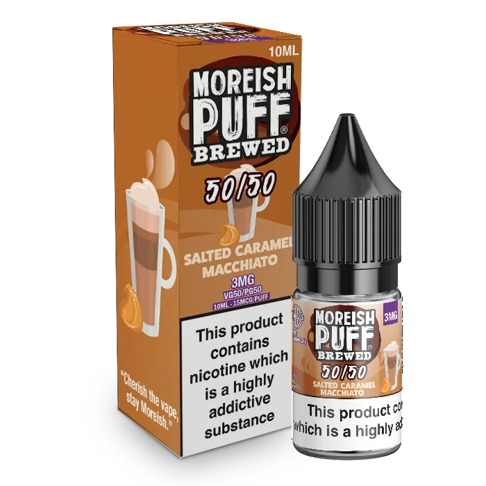 Moreish Puff Brewed Salted Caramel Macchiato e-væske 10ml 12mg kaffe