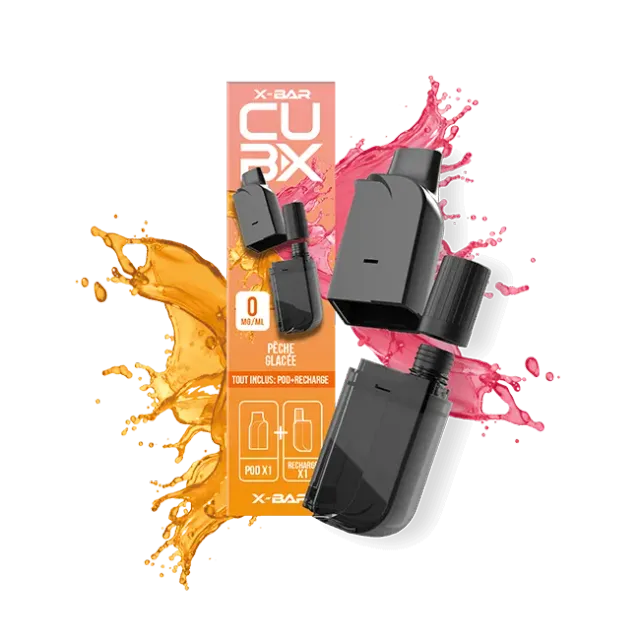 X-Bar CUBX pods fersken is 11ml 2-pakning