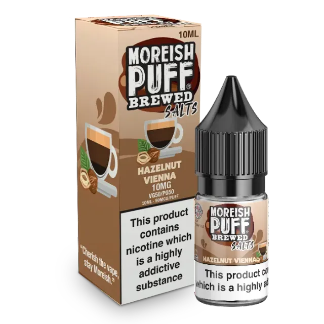 Moreish Puff Hazelnut Vienna Brewed nicsalt e-væske 10ml 10mg