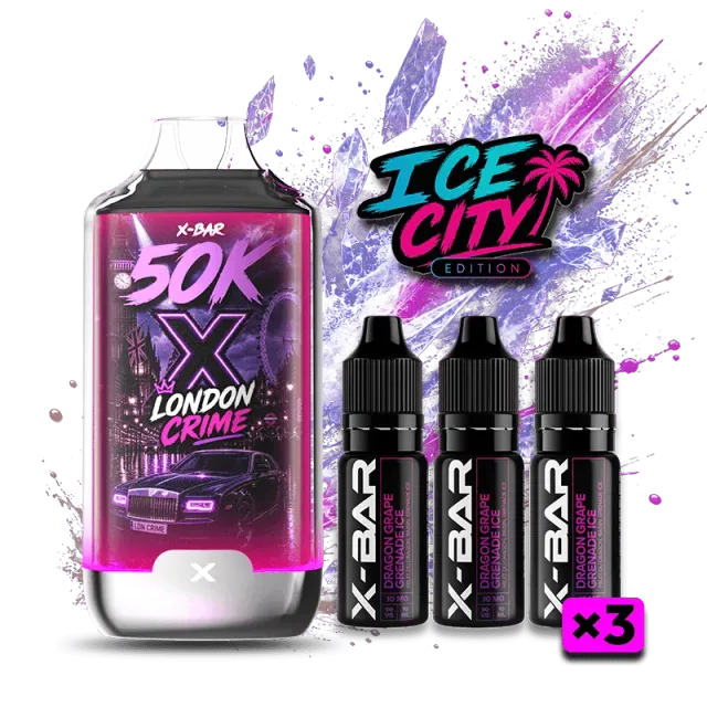 X-Bar Ice City London Crime 50K vapesett frukt is