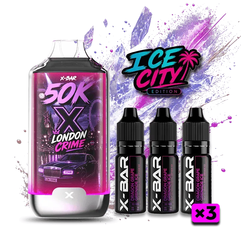 X-Bar Ice City London Crime 50K vapesett frukt is