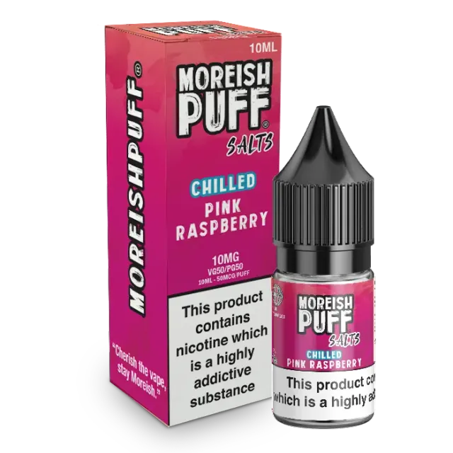 Moreish Puff Pink Raspberry Chilled nic salt 10ml 10mg