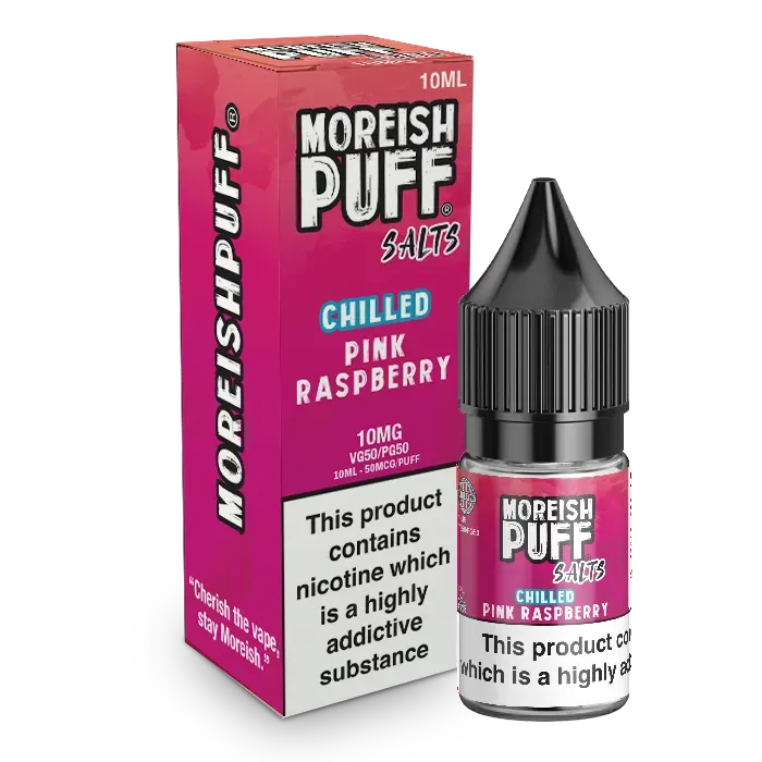 Moreish Puff Pink Raspberry Chilled nic salt 10ml 10mg