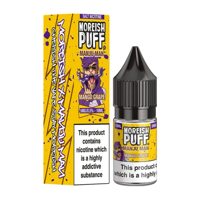Moreish Puff Manju Man Mango Grape nic salt 10ml 10mg mango drue