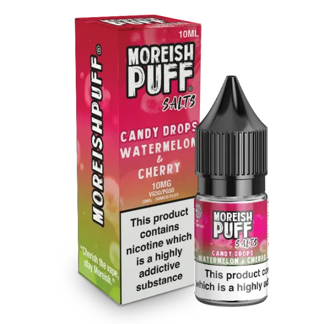 Moreish Puff Candy Drops Watermelon Cherry nicsalt 10ml 10mg søt