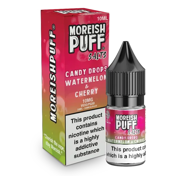 Moreish Puff Candy Drops Watermelon Cherry nicsalt 10ml 10mg søt
