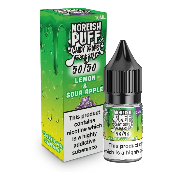 Moreish Puff Candy Drops e-juice 10ml 12mg surt eple