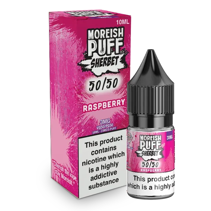 Moreish Puff Sherbet Raspberry e-væske 10ml 12mg bringebær