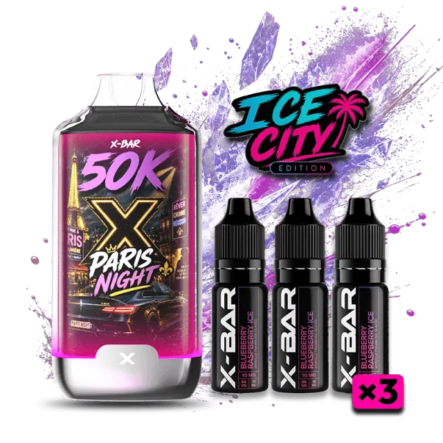 X-Bar Ice City Paris Night vape blåbær bringebær 32 ml