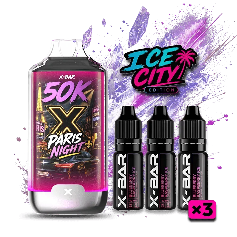 X-Bar Ice City Paris Night vape blåbær bringebær 32 ml